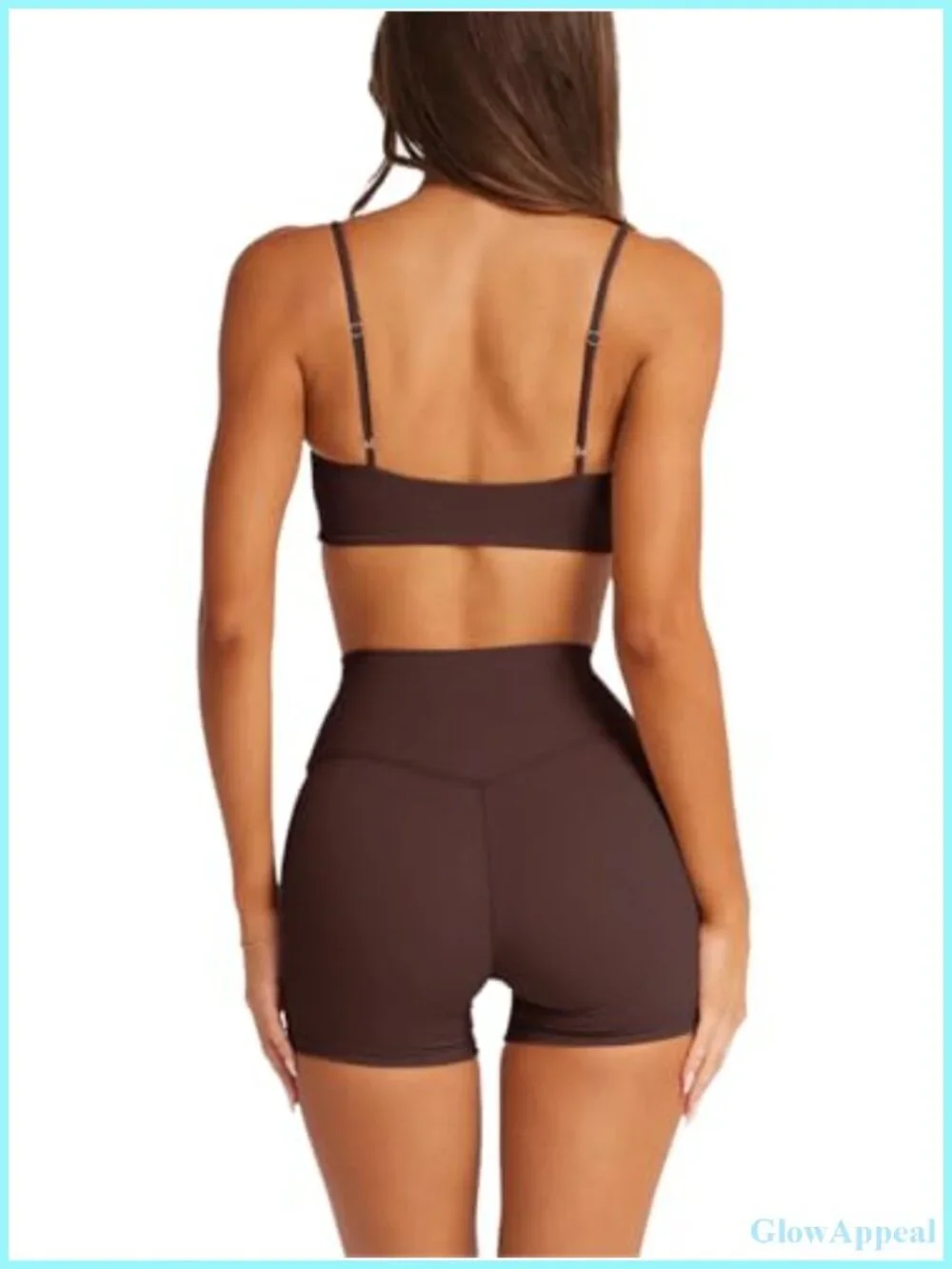 Square Neck Spaghetti Strap Sports Bra Wireless Padded Crop Top Yoga Workout